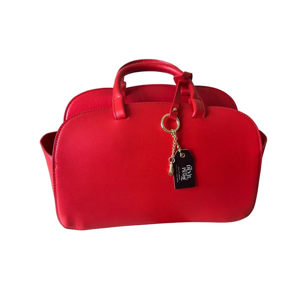 The Devil Wears Prada Red Vegan Leather Satchel Bag Movie Promo Gold Charm